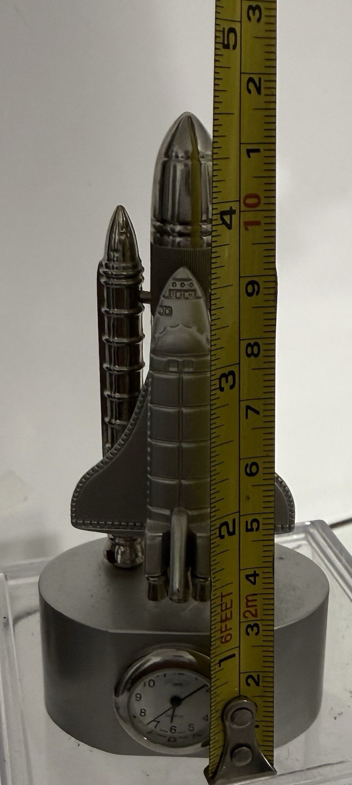 Sanis / Space Shuttle Metal Desk Clock / Silver/ 4.5 In Tall