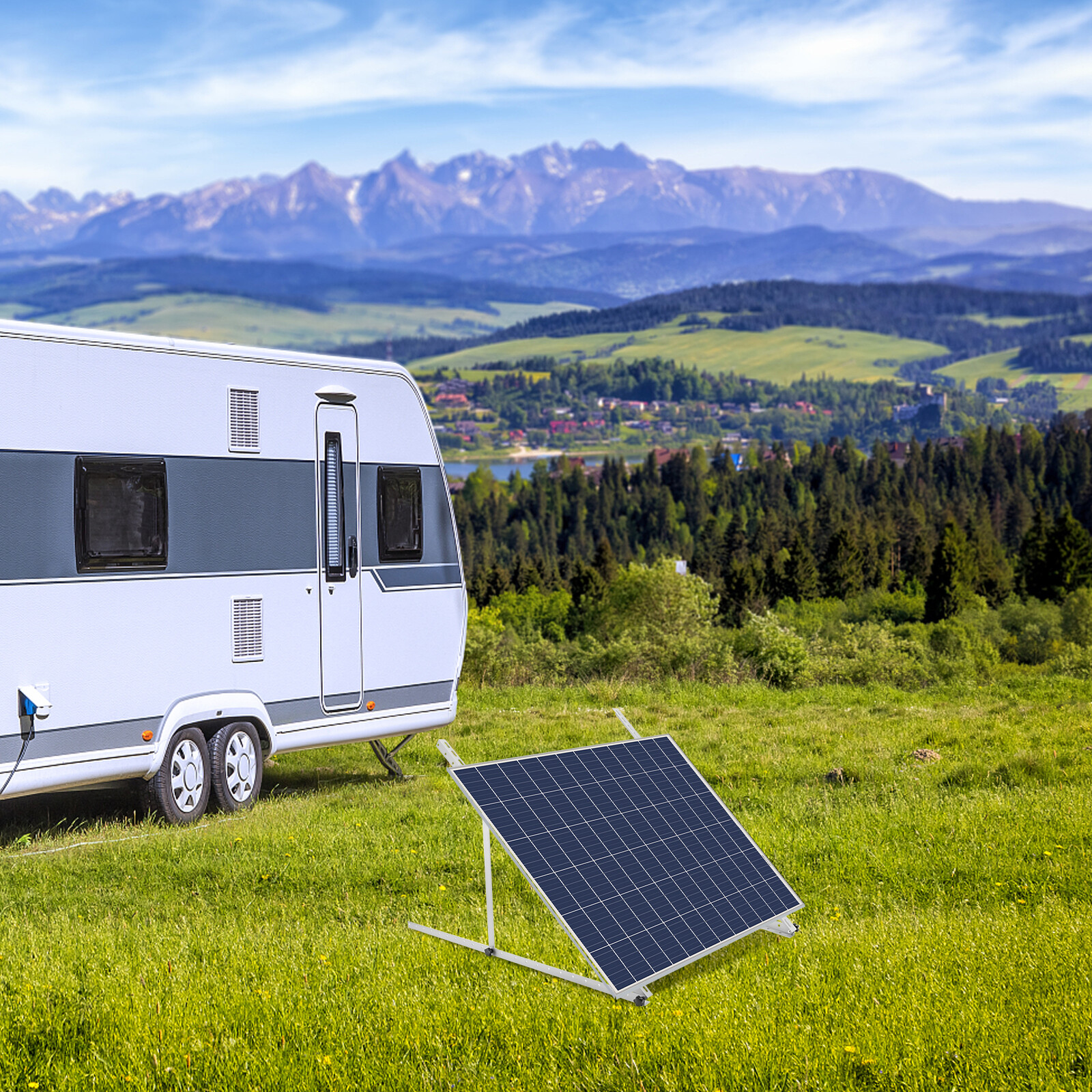 45 inch Adjustable Solar Panel Tilt Mount Brackets For Roof RV Boat Flat Surface