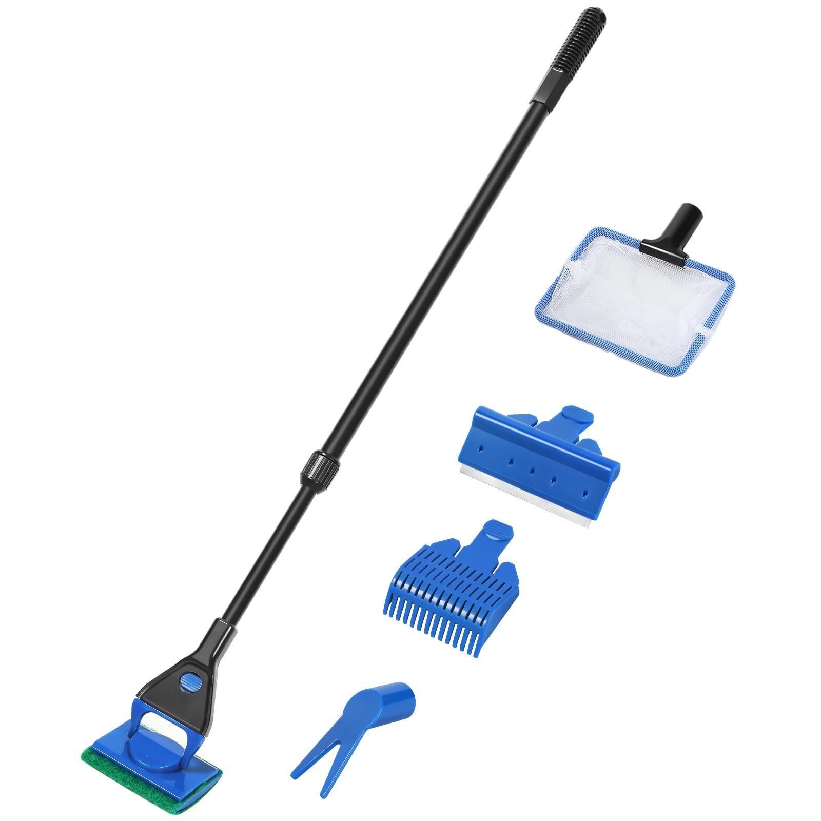 Aquarium Cleaning Tools 5-in-1 Fish Tank Cleaner Kit Adjustable Long Handle