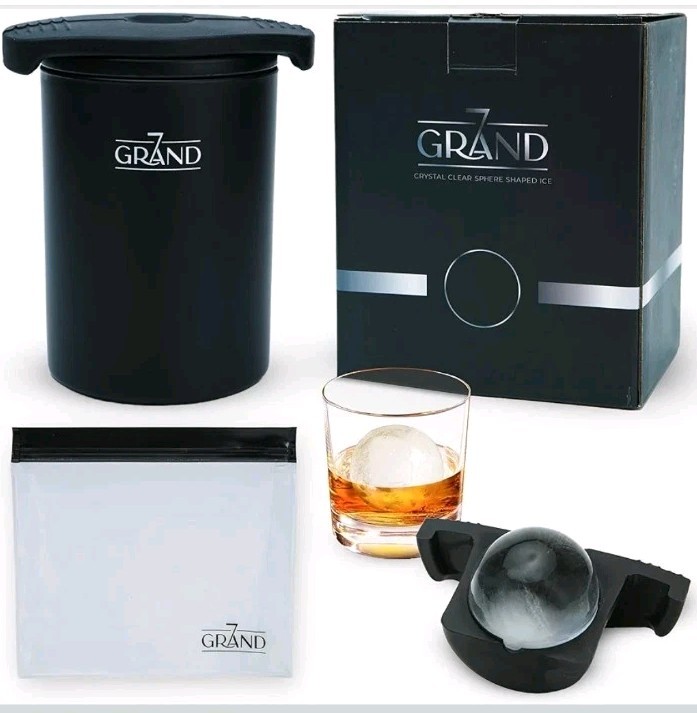 Grand7 Premium Clear Ice Ball Maker Mold - Large 2.4-Inch Crystal Clear Ice.