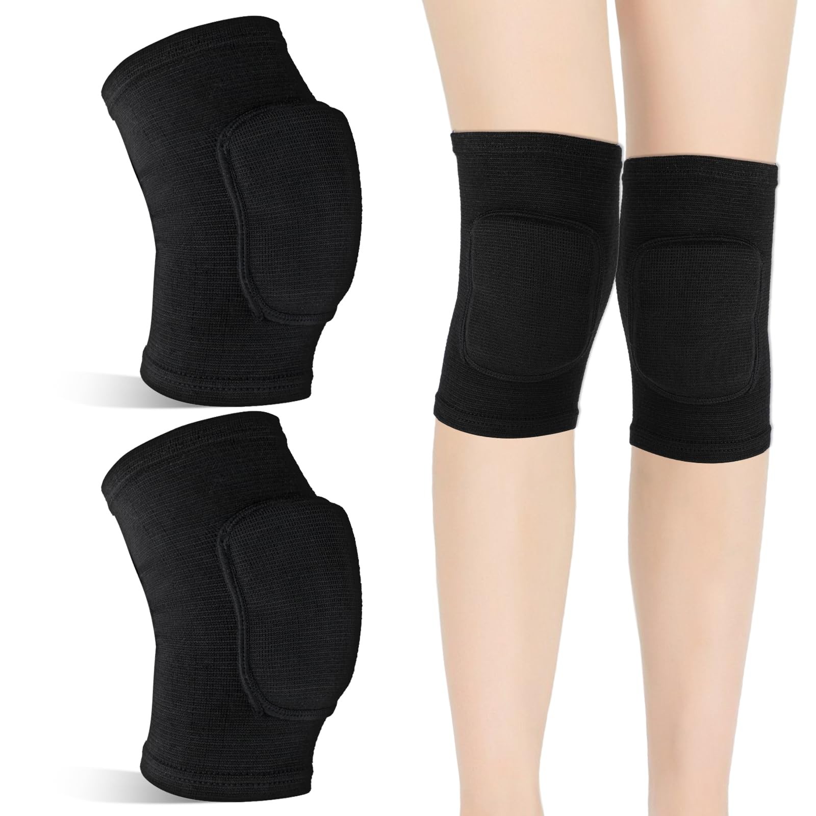 Aysatogc 2PCS Volleyball Knee Pads for Dancers, Breathable Medium, Black