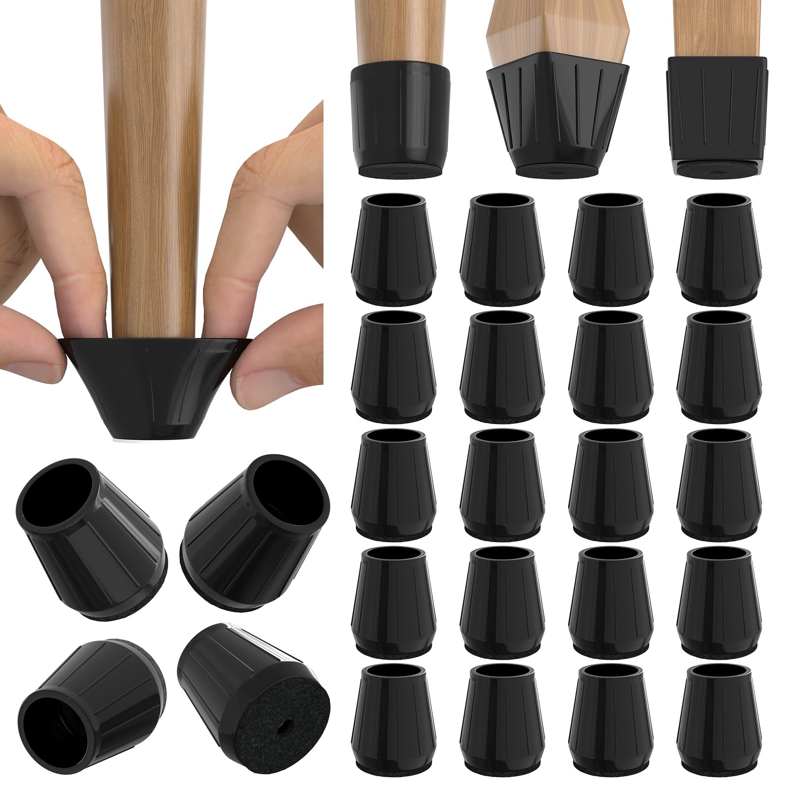 24PCS Extra Small Silicone Chair Leg Floor Protectors for Hardwood Floors, Th...