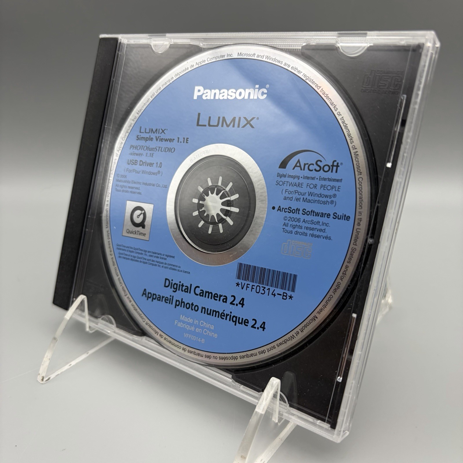 2006 Panasonic Lumix Digital Camera 2.4 Photo CD Software ArcSoft Windows & Mac