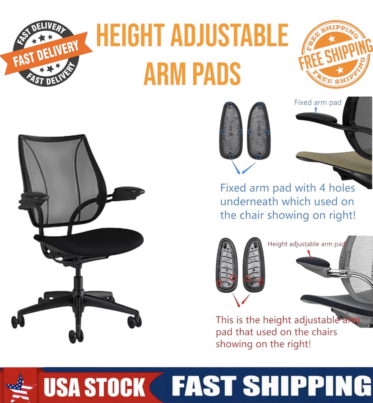 🔥Humanscale Liberty💥Replacement Arm Pads💥READ DESCRIPTION 🔥