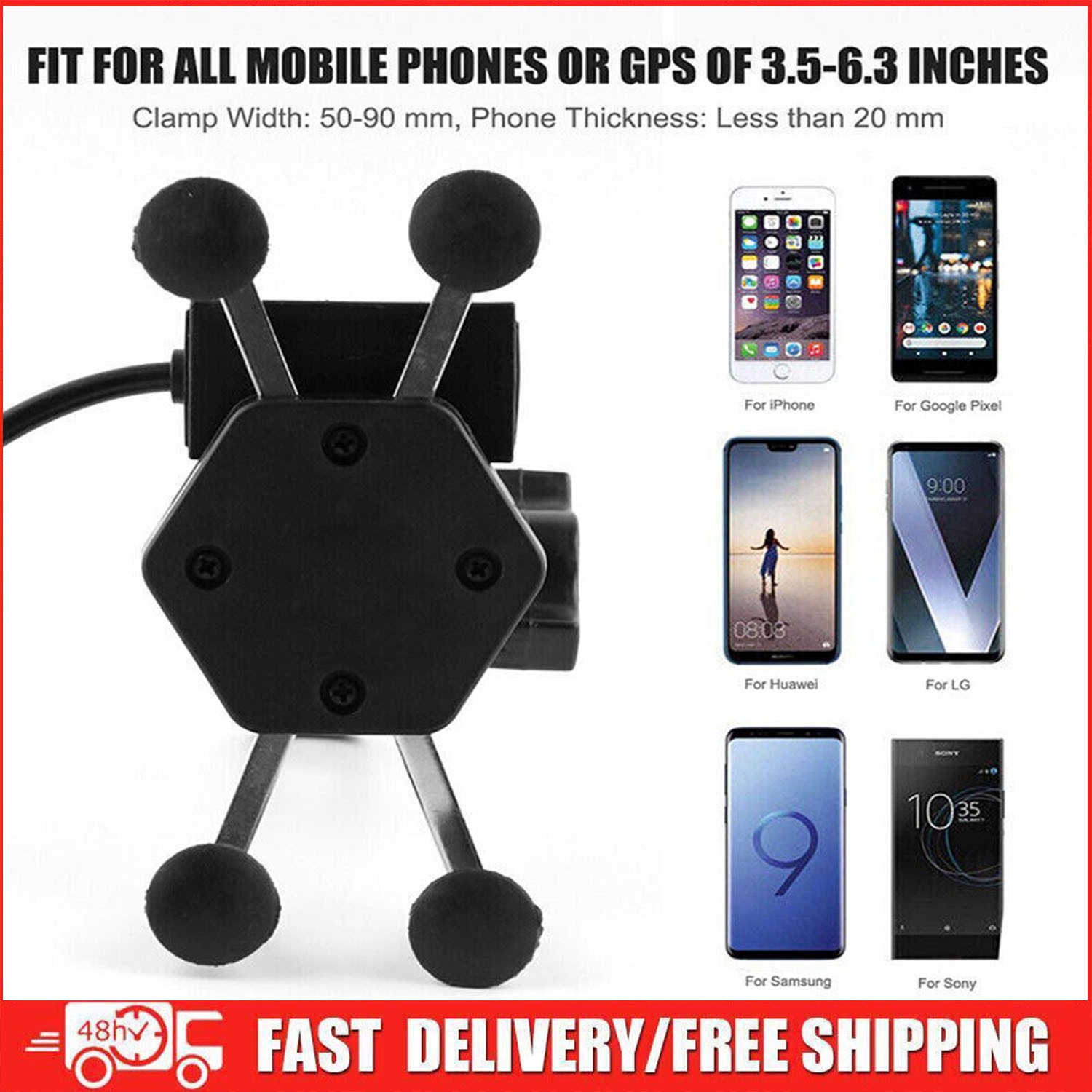 Motorcycle Bike ATV Cell Phone GPS Handlebar Mirror Mount Holder USB Charger NEW