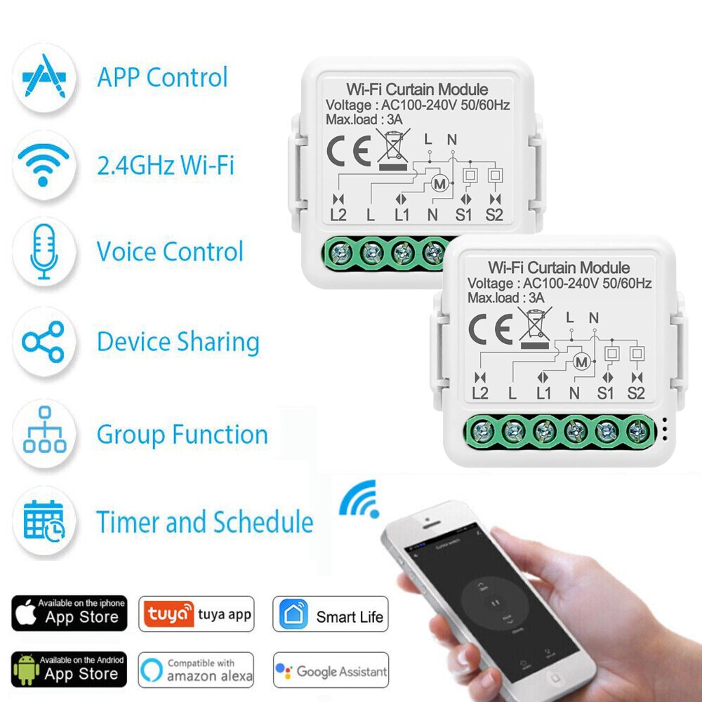 Smart WiFi Switch Curtain Blinds Module Roller Shutter Motor For Tuya Alexa US
