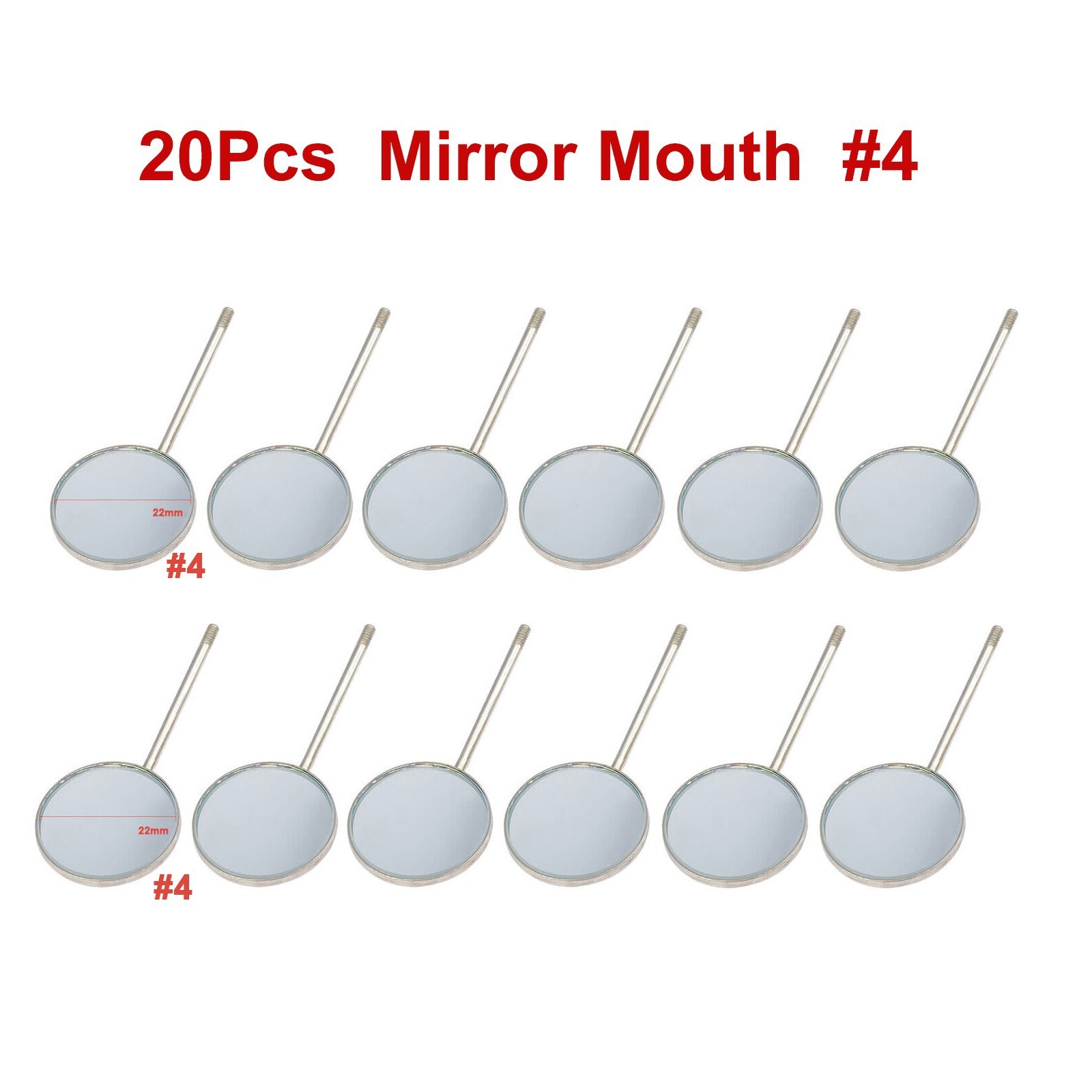 #4 Dental Mirror Mouth Reflector Odontoscope Reflector Equipment SST 20Pcs