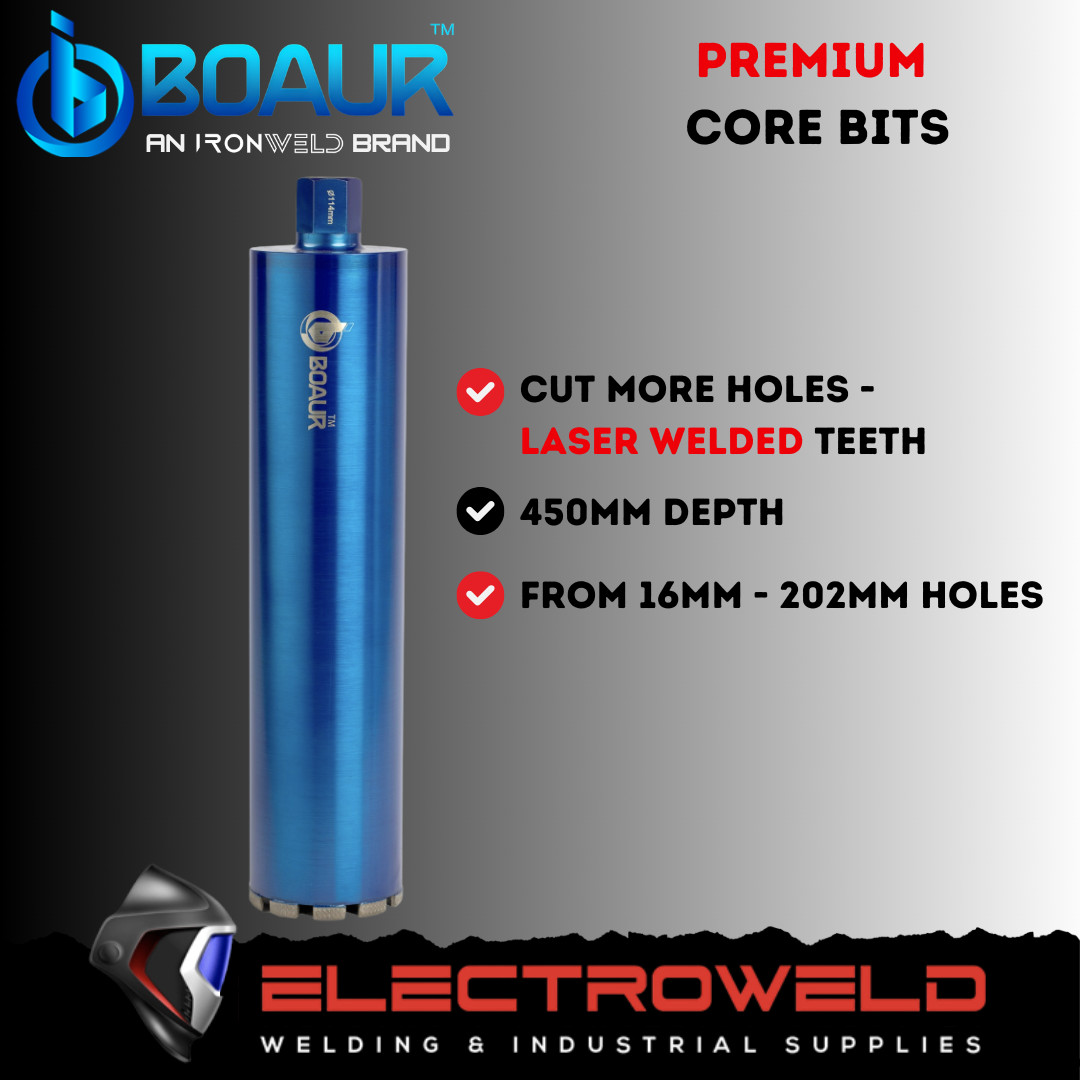 BOAUR Premium Diamond Core Drill Bits 450mm Depth - Laser Welded Teeth Corebits