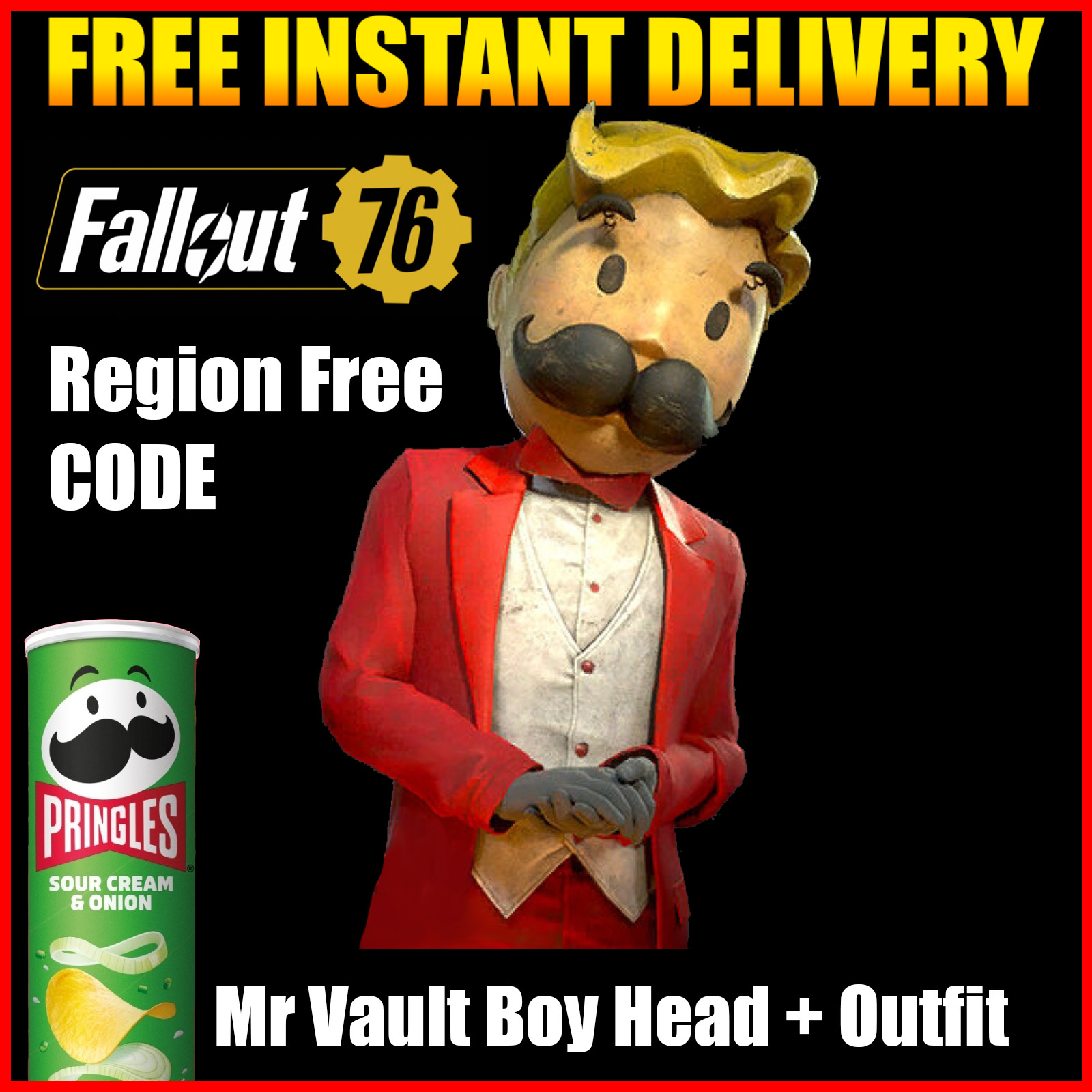 FALLOUT 76 x PRINGLES MR. VAULT BOY MASCOT HEAD & OUTFIT | ALL PLATFORMS 🌎 CODE