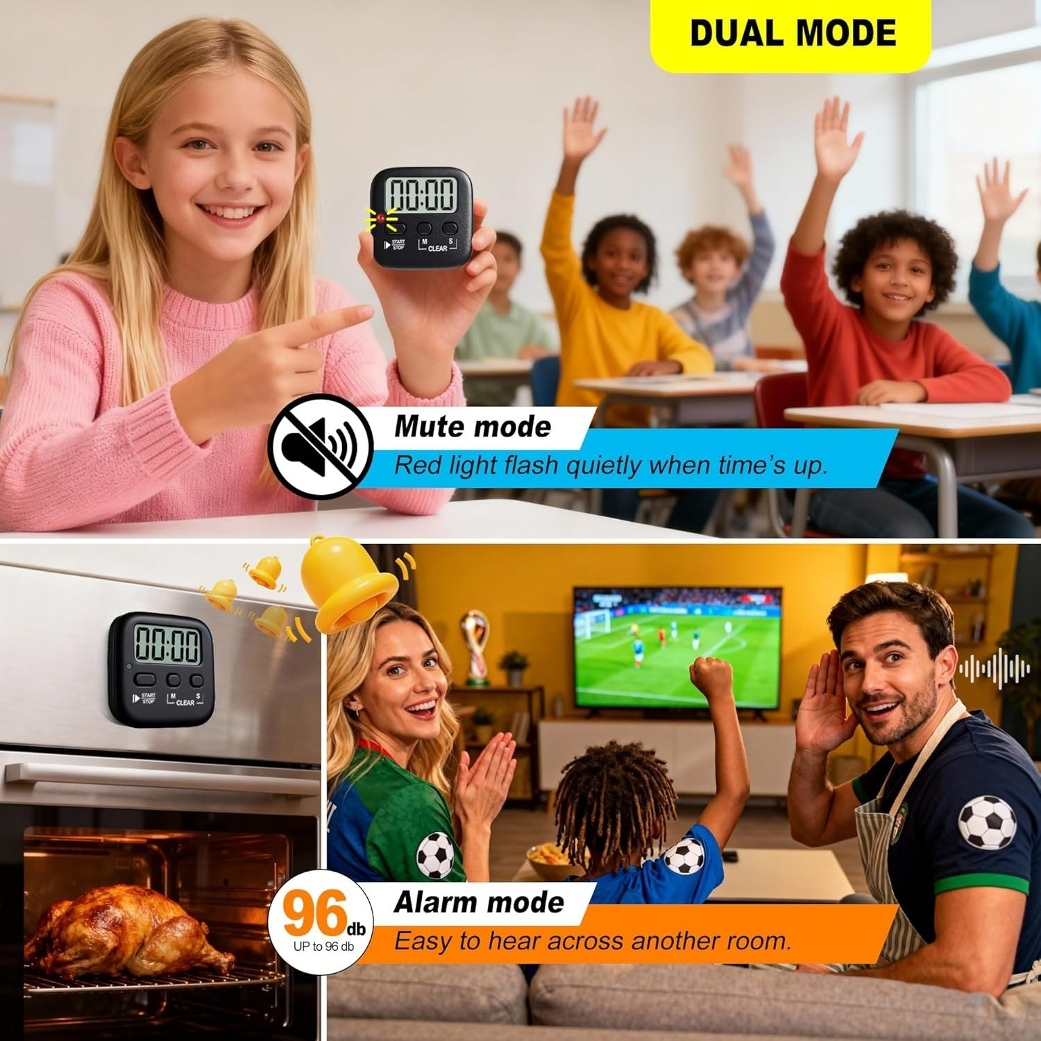 Versatile 2 Pack Countdown Timers - Perfect for Cooking, Study, and Exercise