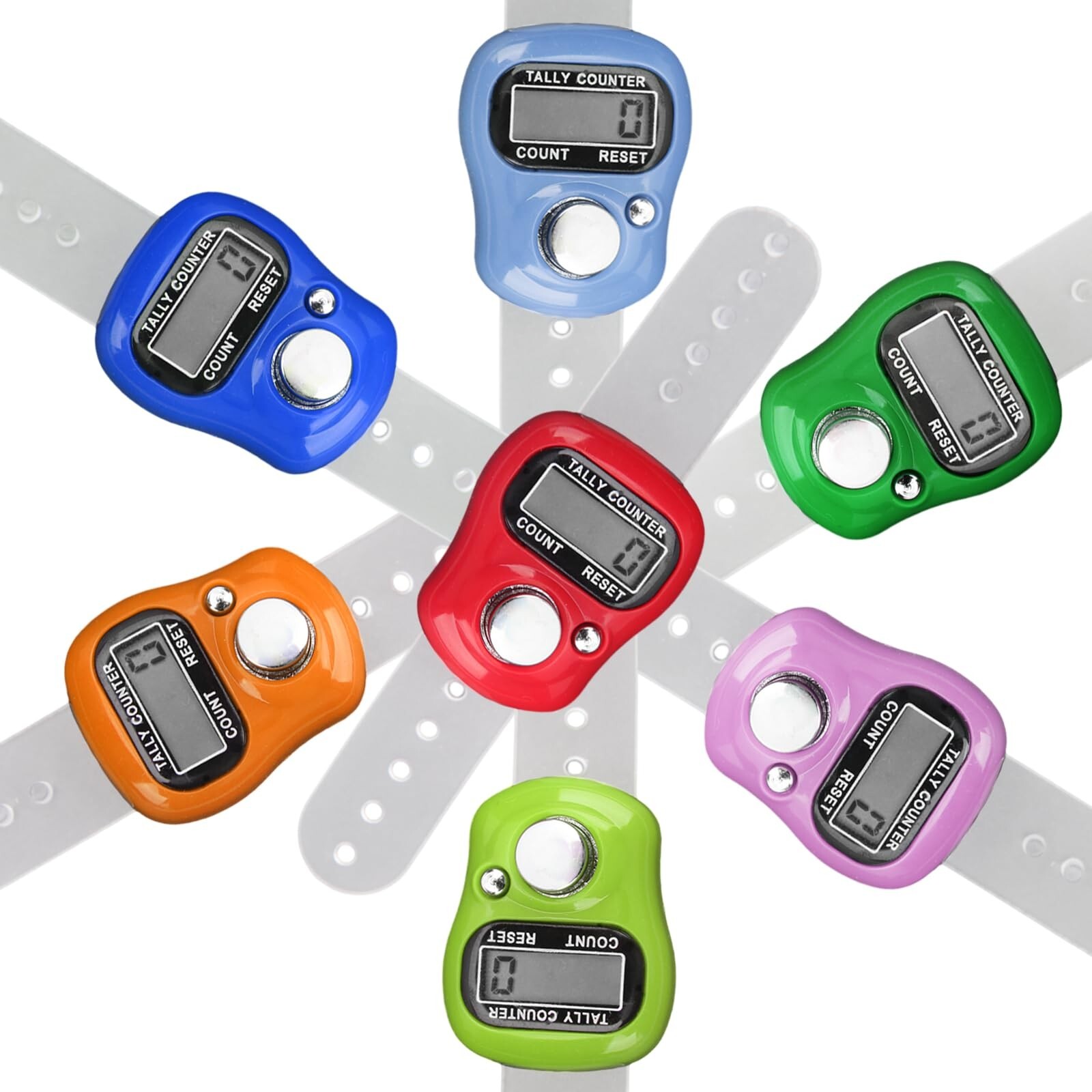 7-Pack Finger Counter - Digital Clicker Counter for Crochet and Knitting - Co...