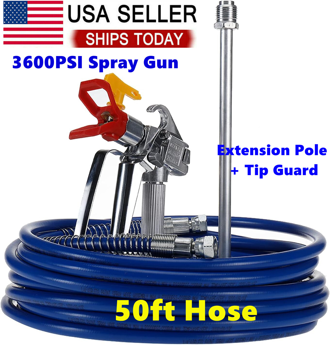 3600psi Airless Paint Spray Hose Kit 50ft High-Pressure Fiber Hose Tube Set