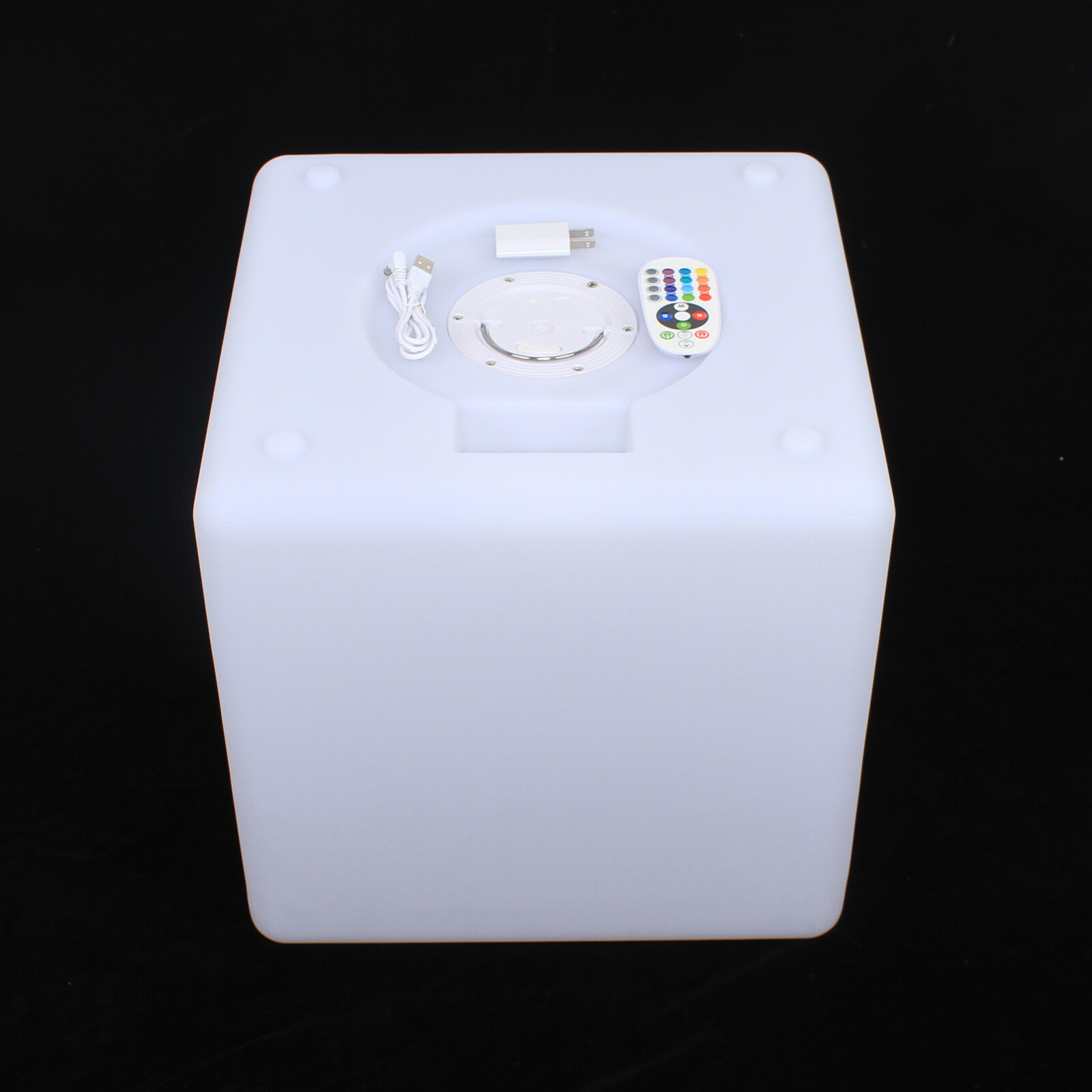15.75*15.75*15.75" White Rubber 16 Light Colors Rechargeable Square LED Light