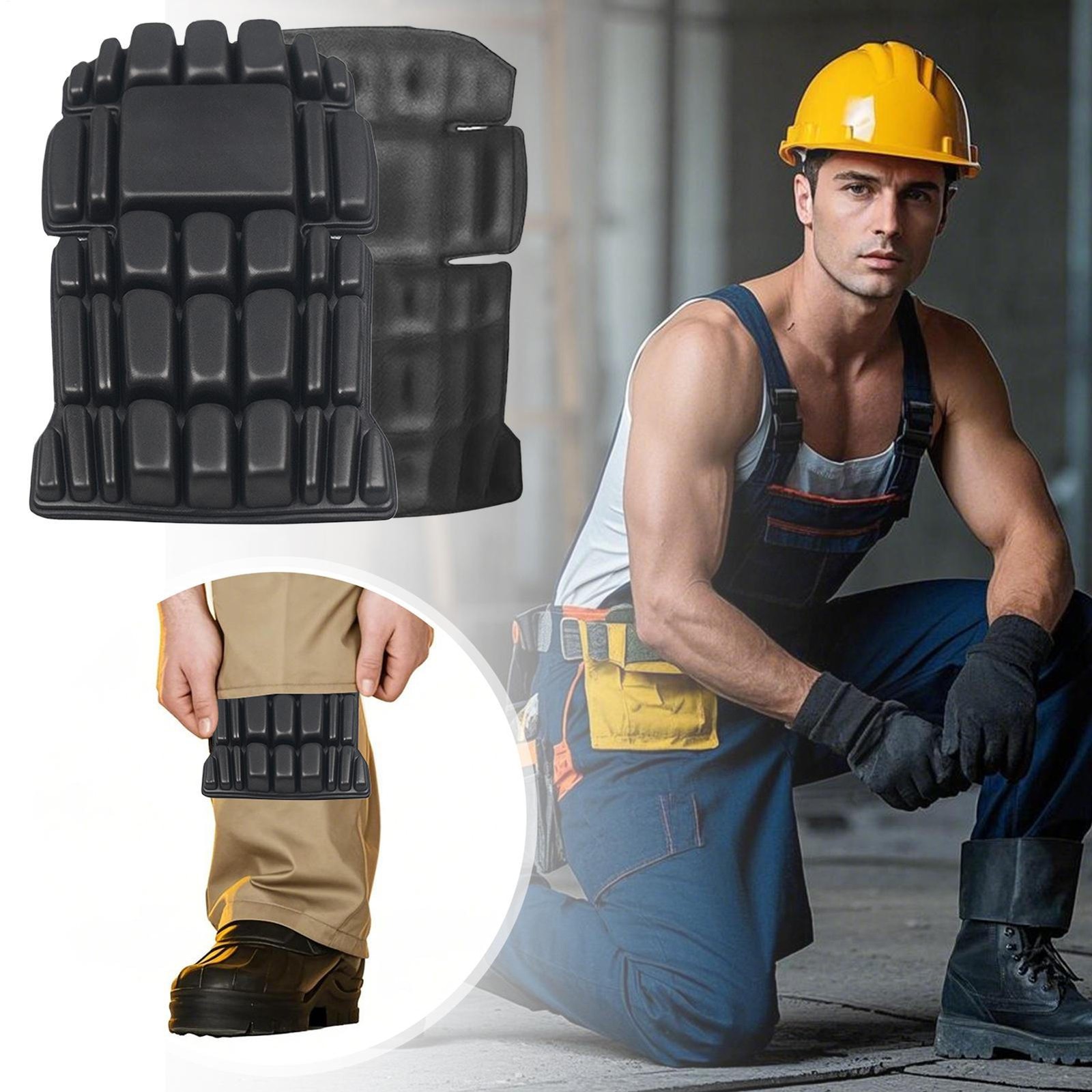 Construction Knee Pads 1 Pair No Strap Cargo Knee Pad Heavy Duty Kneepad