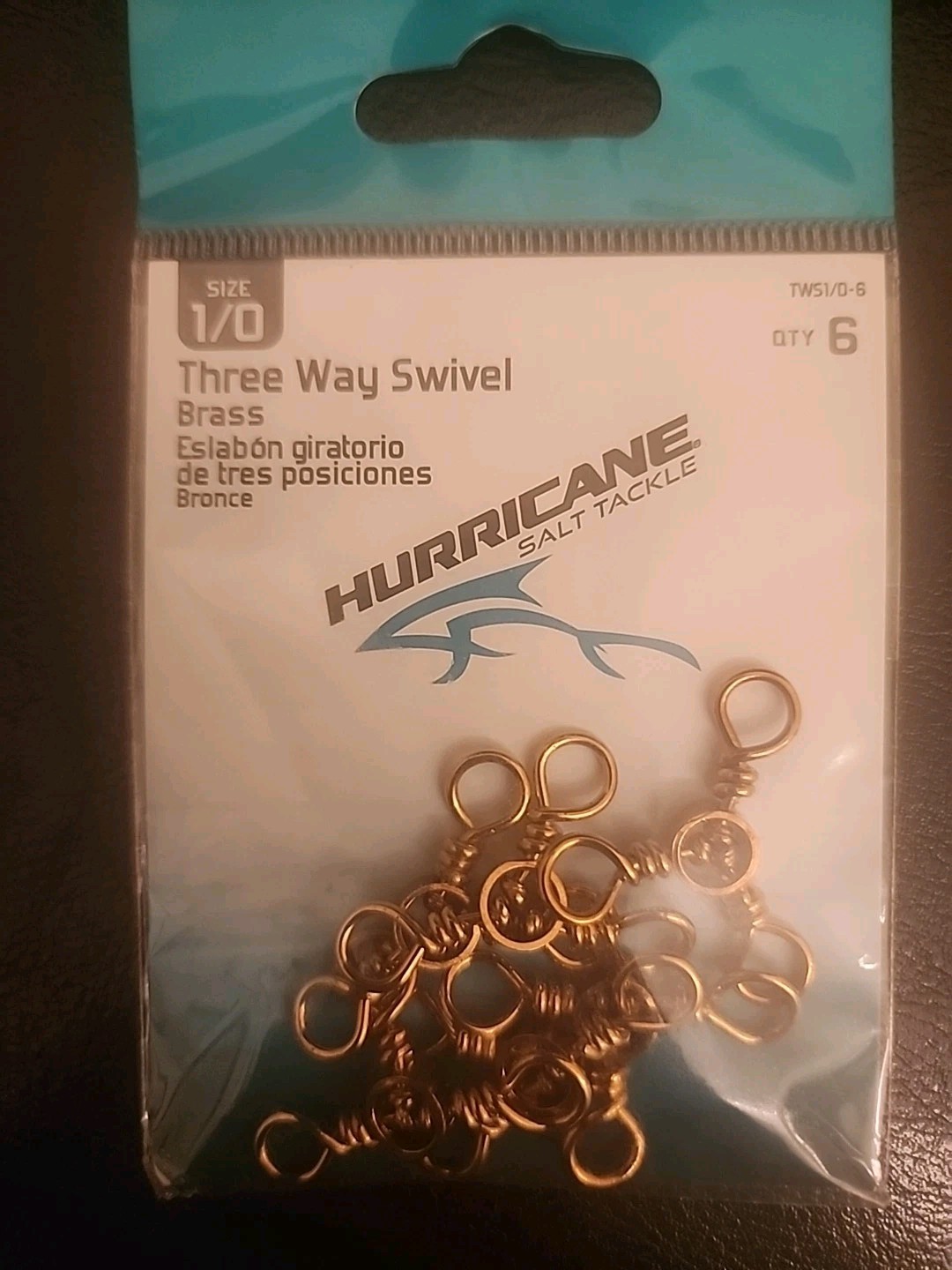 12Pc Three Way Swivel Gold Size 1/0 Hurricane