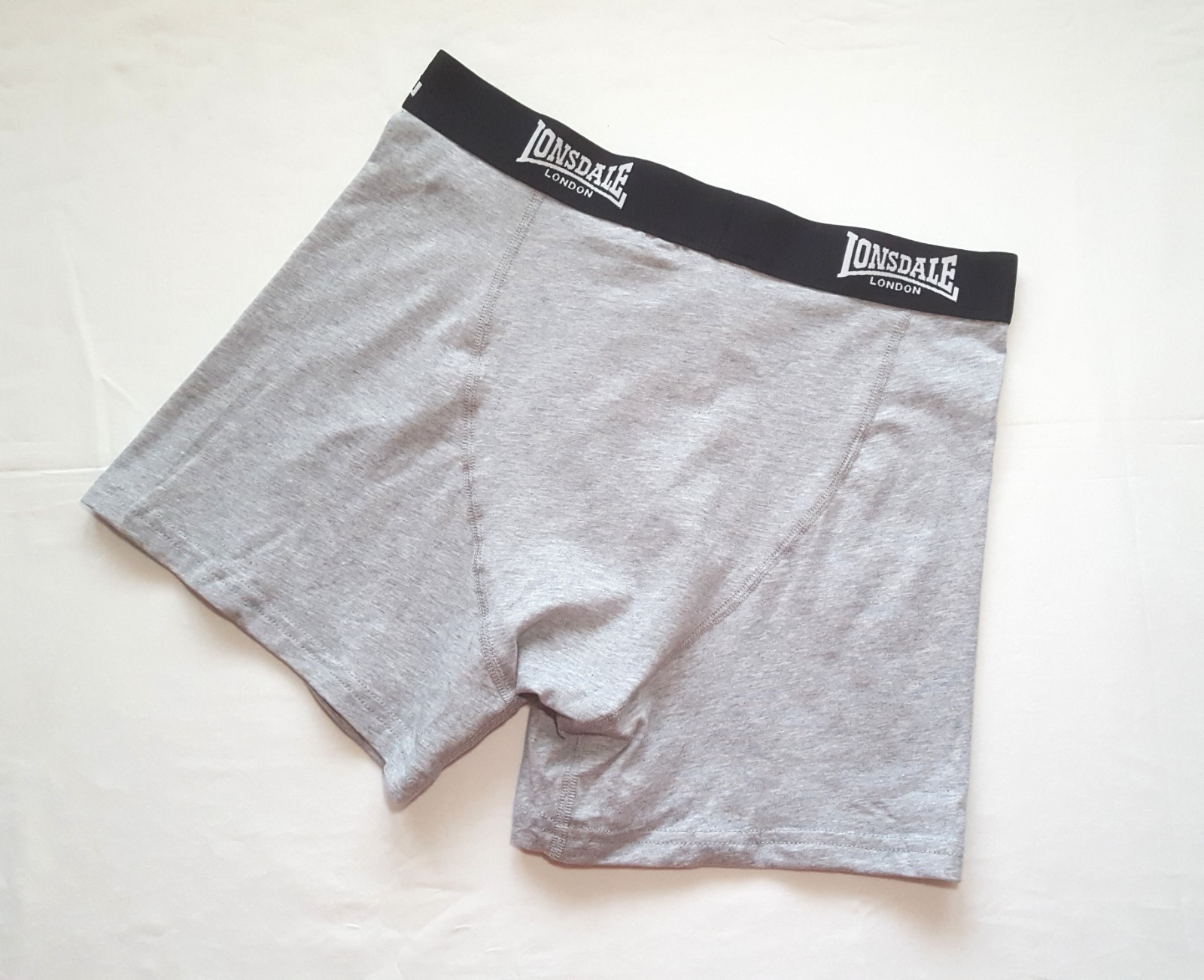 LONSDALE LOGO GREY COTTON BOXER SHORTS-BUTTON FLY UNDERWEAR-BNWT-VARIOUS SIZES
