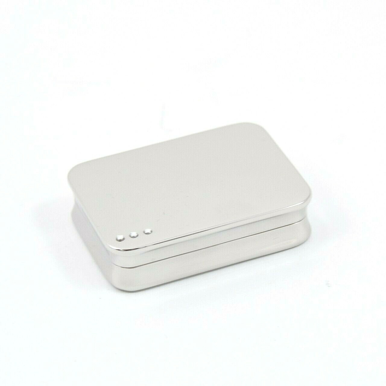 Bey-Berk Pill Box Nickel Plated Rectangular with Divider, Grey