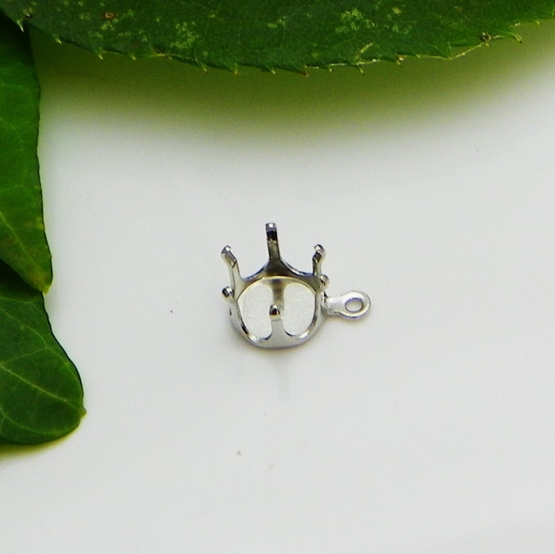5mm - 12mm Round Rhodium Plated Snap Dangle DROP Setting (#F5300-RH)