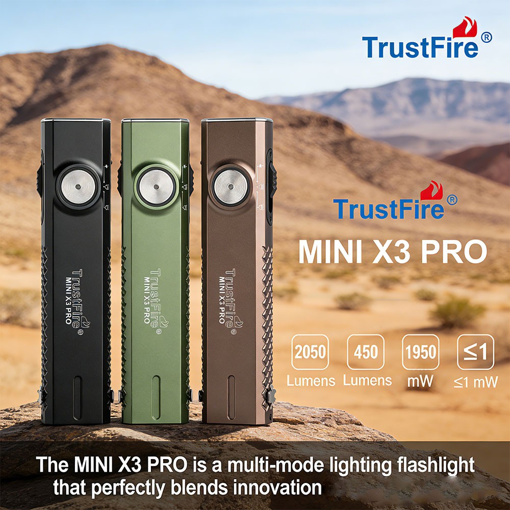 TrustFire MiniX3-PRO 2050 Lumen 6-in-1 Flat Led Flashlight UV & Laser Red Light