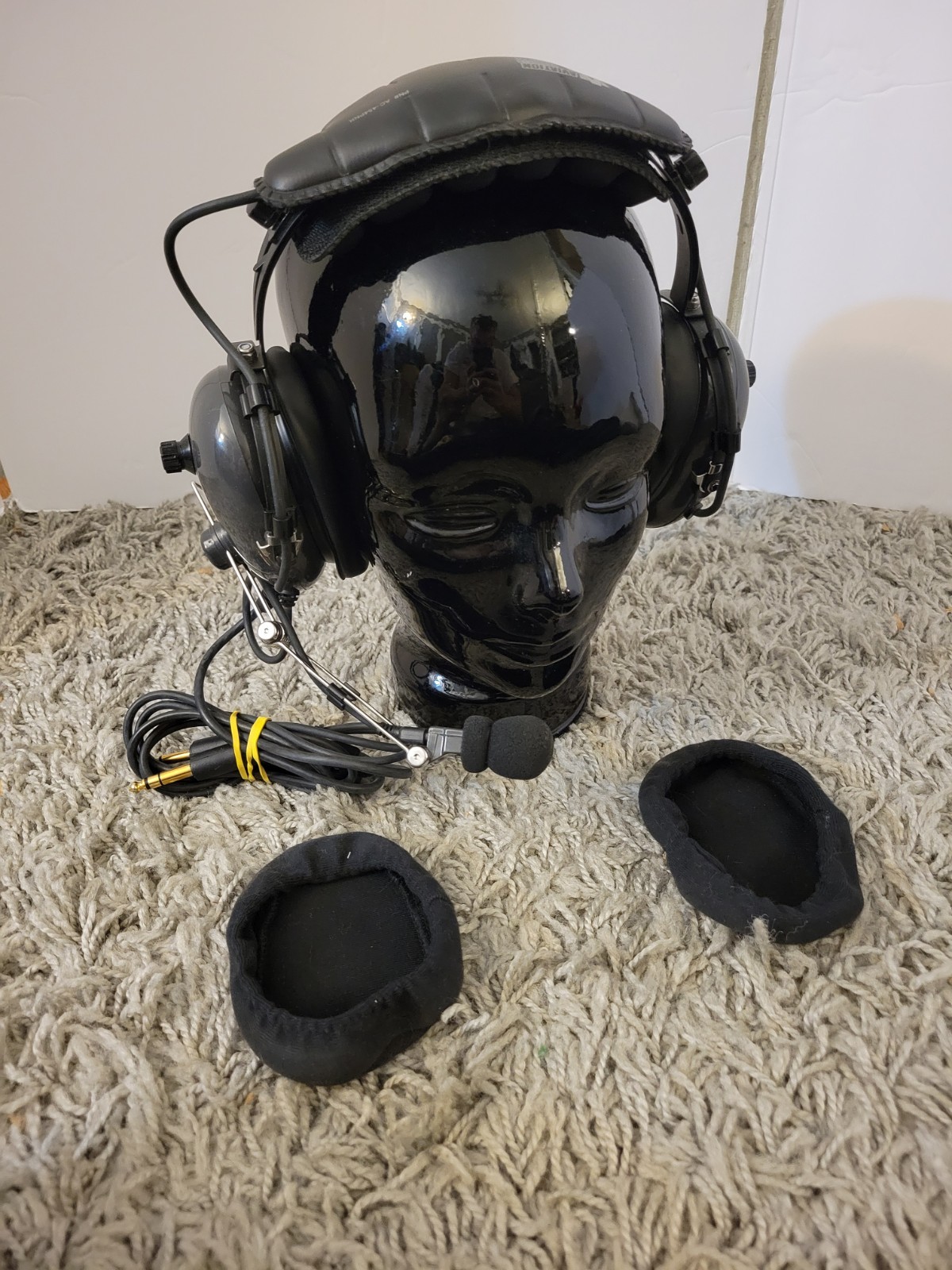 AVCOMM PN# AC-454PNR Aviation Pilot's Headset Headphones w/ Mic Microphone Works