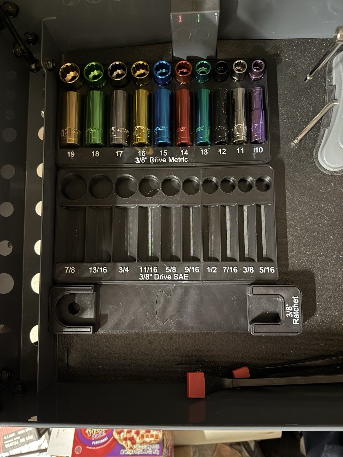 Pittsburg 3/8ths Ratchet, Standard, and Metric Socket Organizer Tray