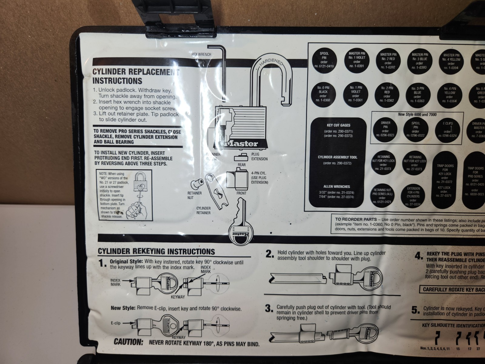 Master Lock 291 Padlock Rekey Kit
