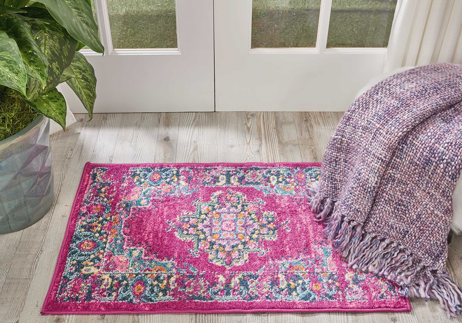 Area Rug 1 10 x 2 Fuchsia Non Shedding Easy Clean Nourison Home Passion Room