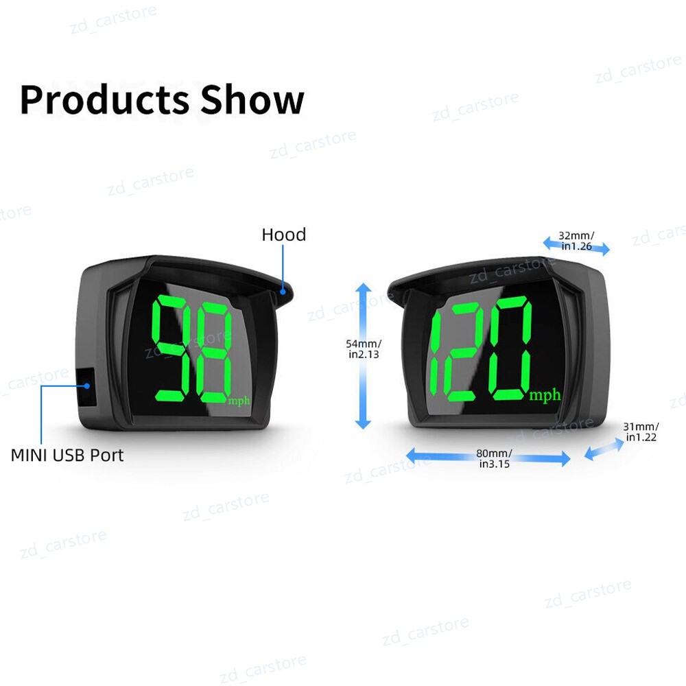 2X GPS Digital Speedometer Car Truck Motorcycle Head Up Display Odometer HUD MPH