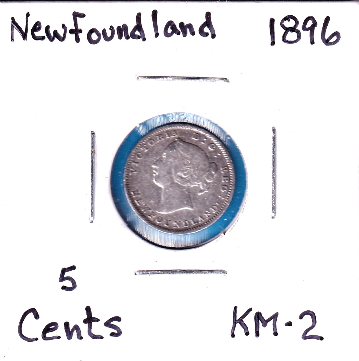 1896 Newfoundland 5 Cents (KM-2) .035 ASW Silver!!!  [Victoria] Heaton Mint