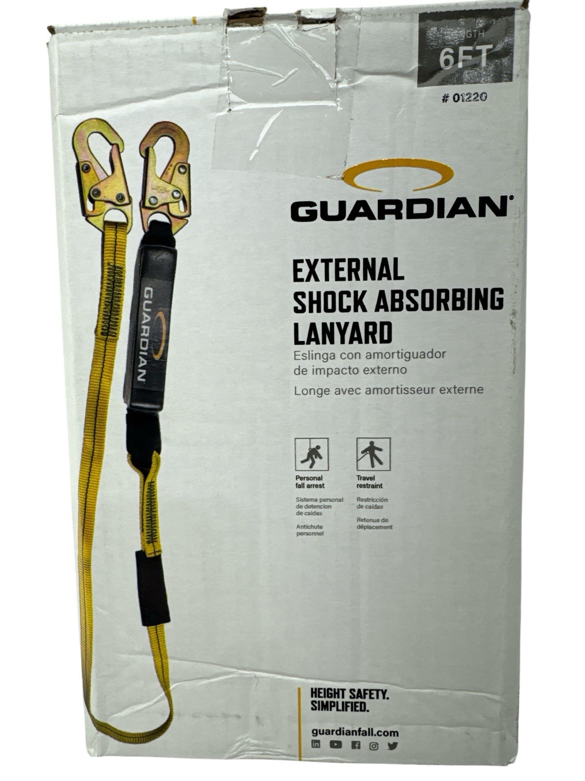 Guardian Fall Protection  6-Foot Single Leg Shock Absorbing Lanyard 01220 New