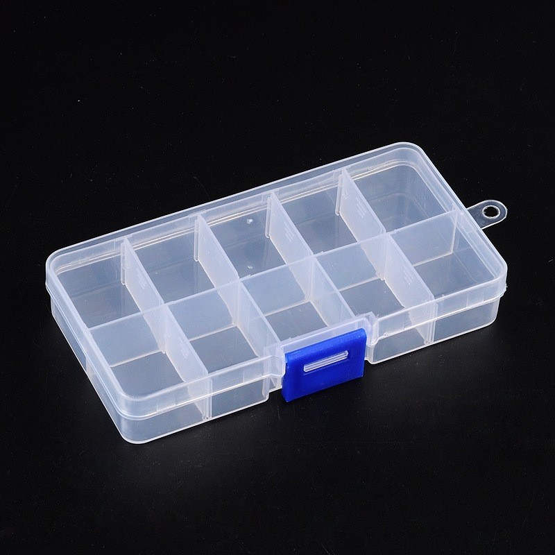 Clear Plastic Beads Display Storage Case Box Bead Container Adjustable Dividers