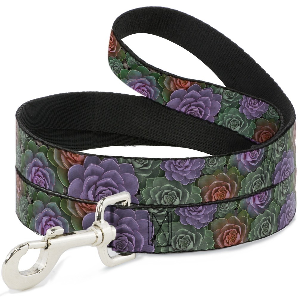 Dog Leash Succulents Stacked Green/Pink/Orange NARROW 0.5"