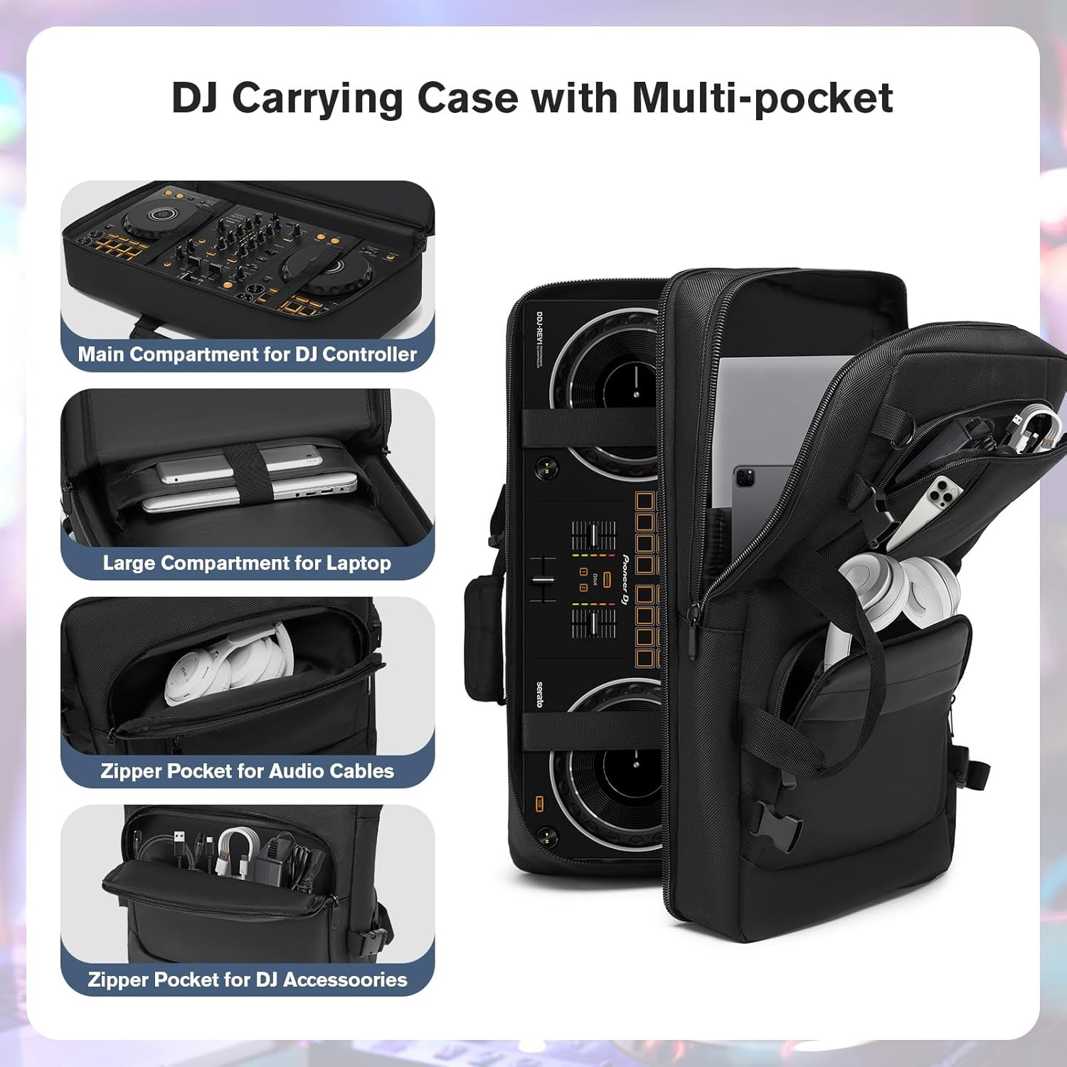 DJ Controller Case Compatible with Pioneer DDJ-FLX4/DDJ-400/DDJ-REV1 - Thick Pad