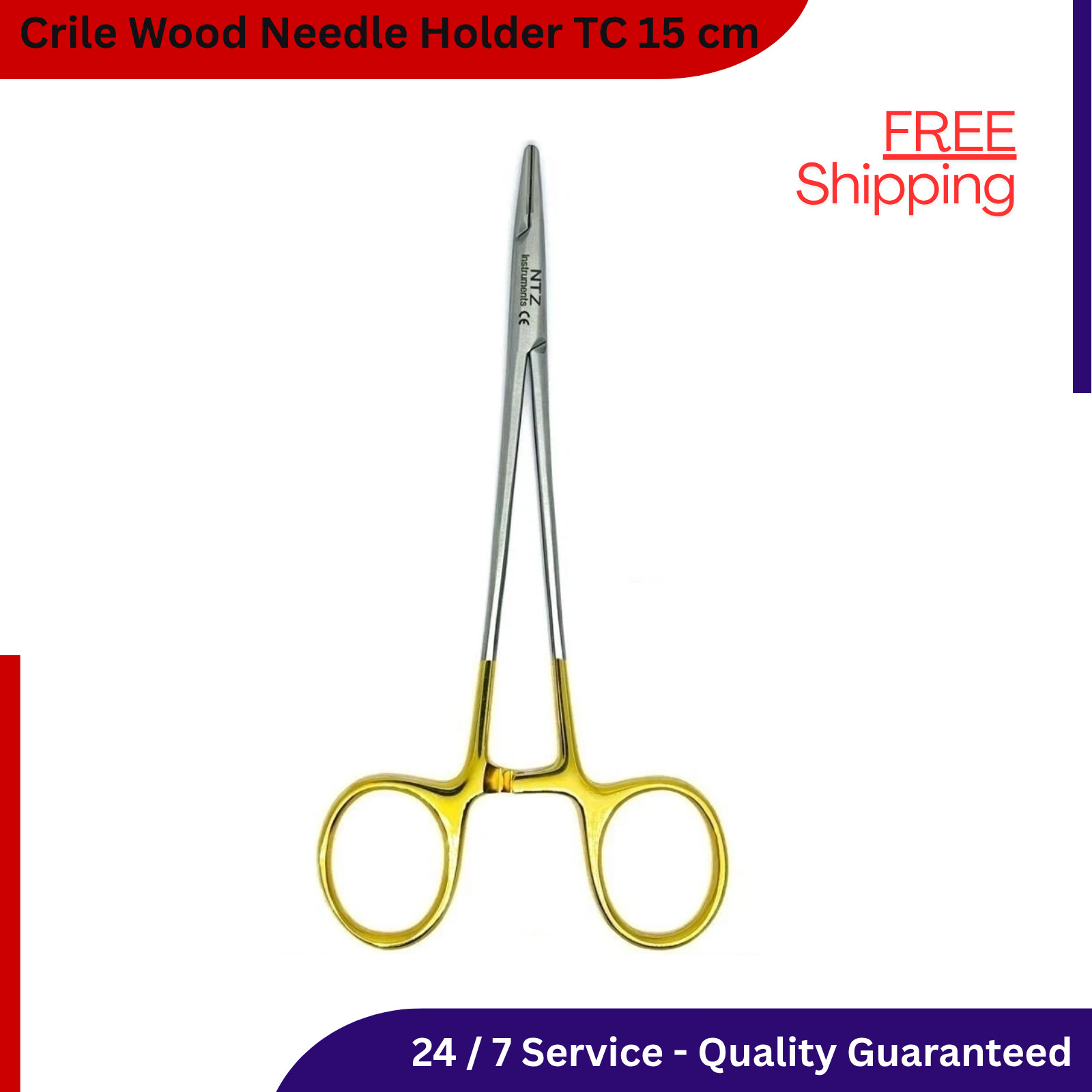 Crile Wood Needle Holder 15cm TC Dental Surgical Veterinary Suture Instrument