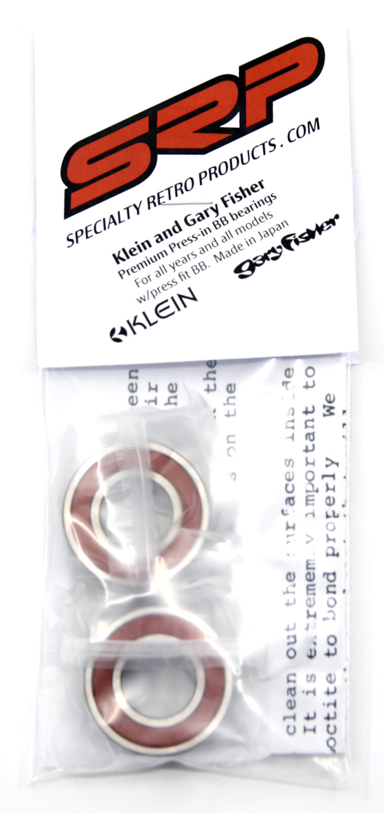 Gary Fisher and Klein press-in bottom bracket bearings by SRP