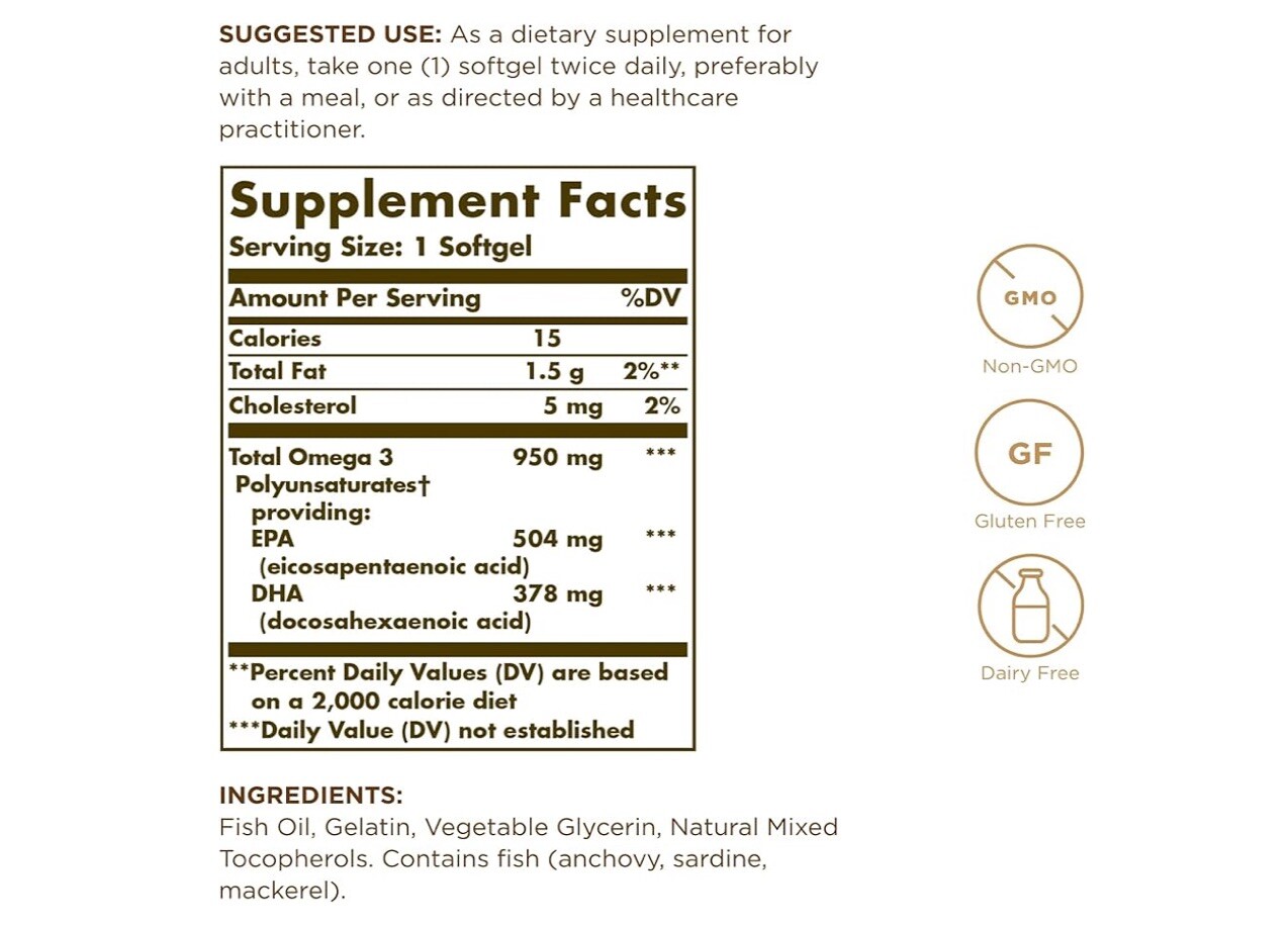 Solgar Omega-3 EPA & DHA, Triple Strength #100 Exp2028