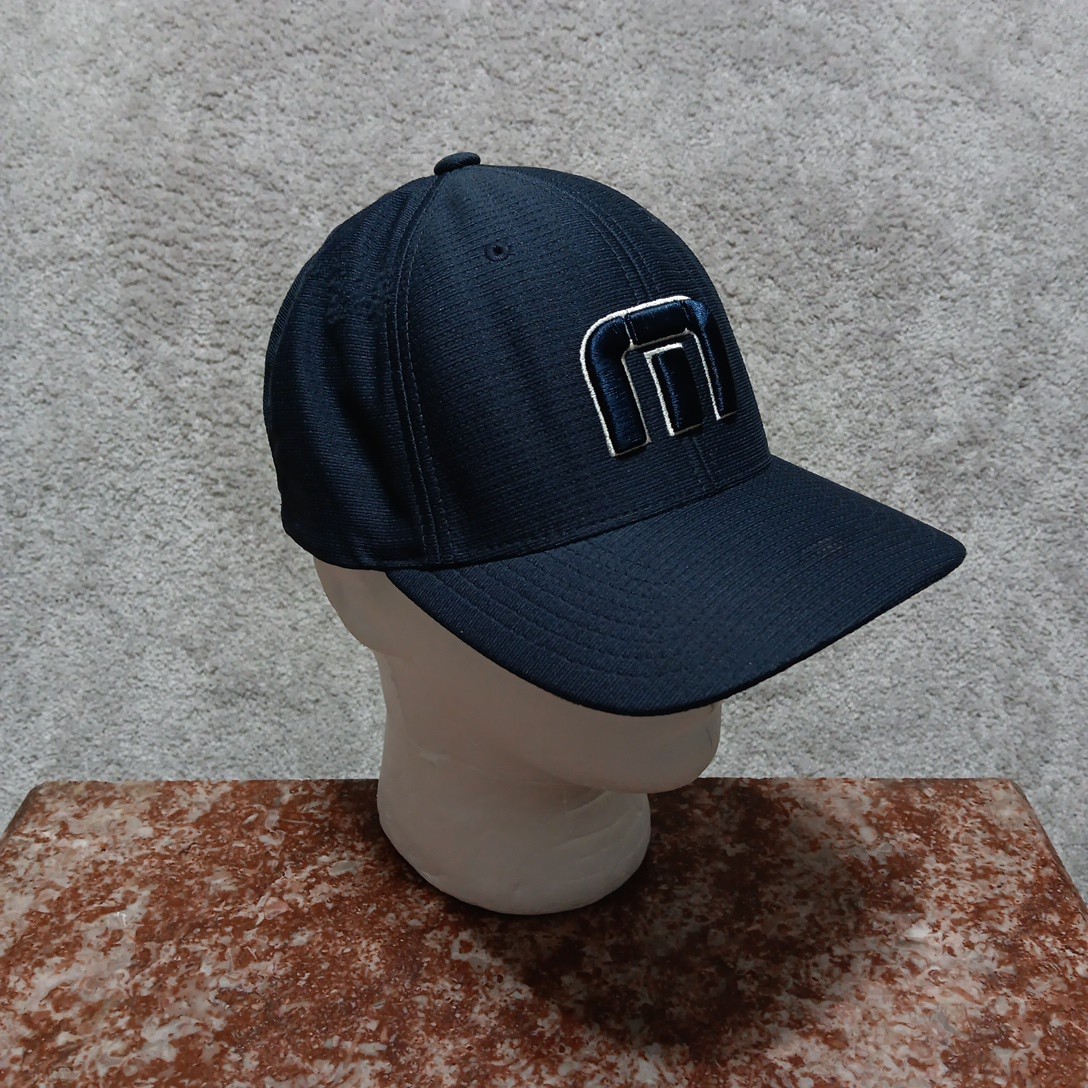 Travis Mathew Hat Cap Men L-XL Navy Golf Flex Fit Fitted Stretch Mesh Polyester