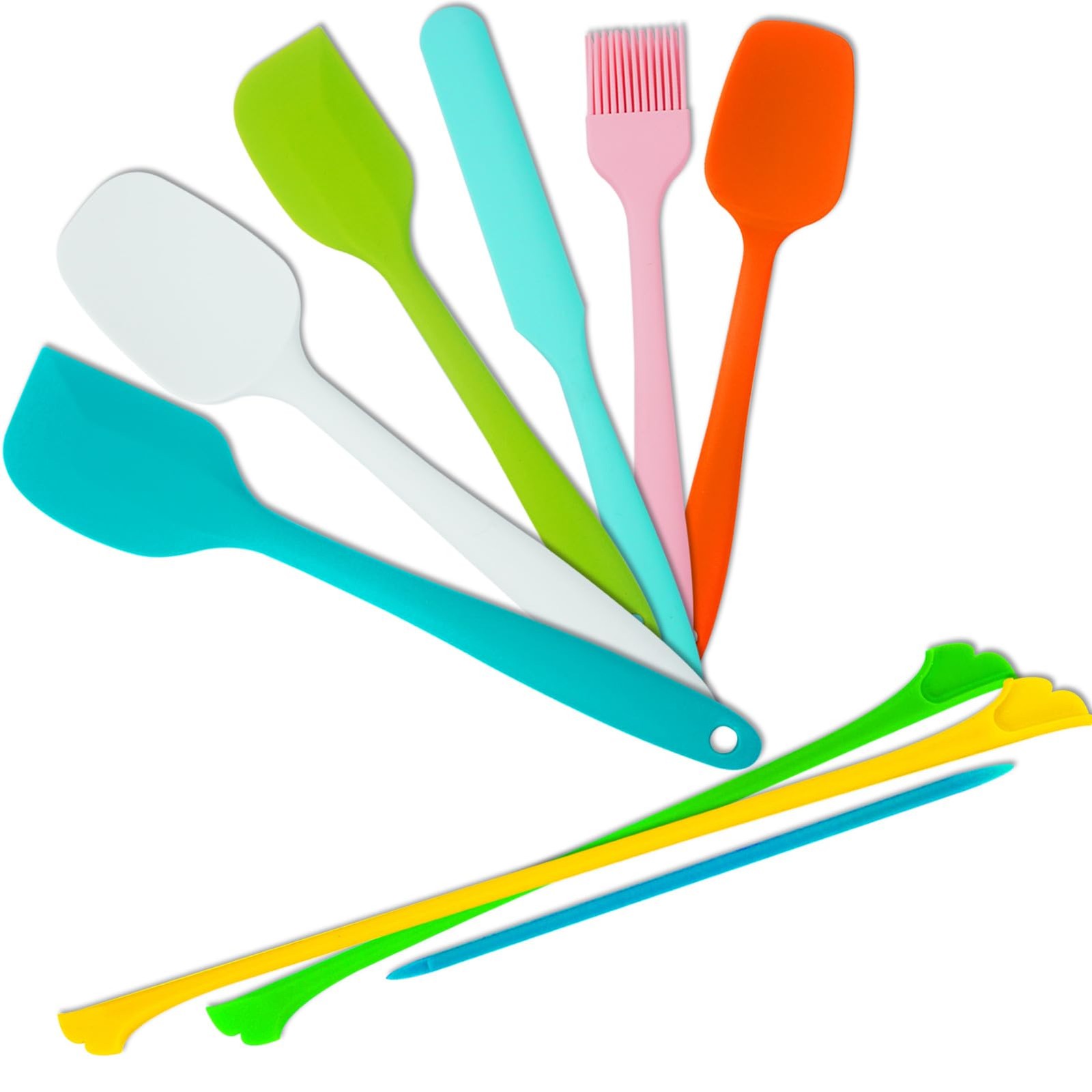 9-Piece Silicone Spatula Set with Reinforced Stainless Steel Core, Heat Resis...