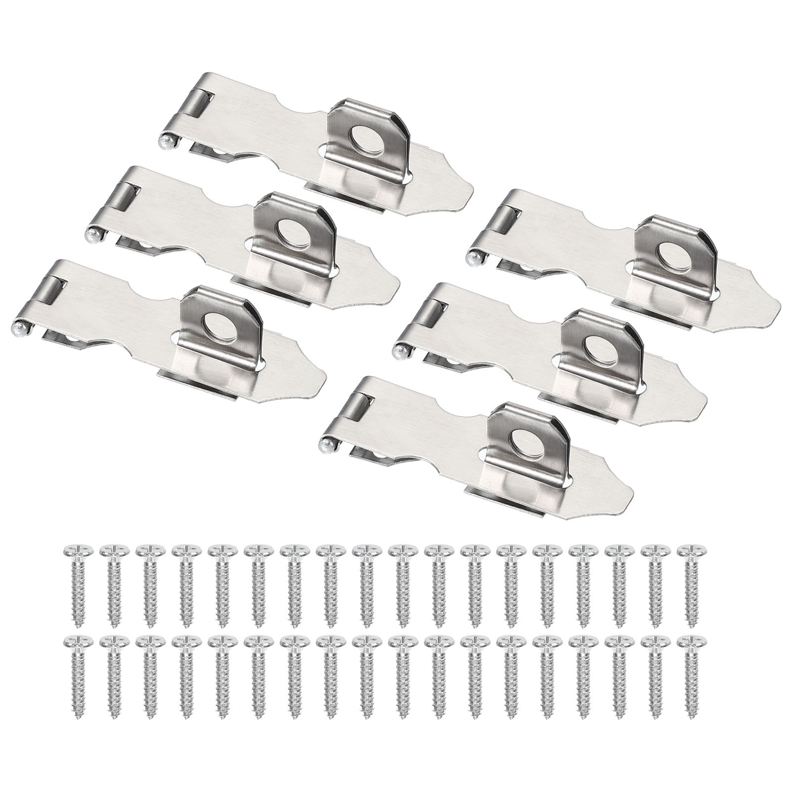 6 Pcs 2.2" Hasp Lock Latch Stainless Steel Packlock Clasp Screw Silver