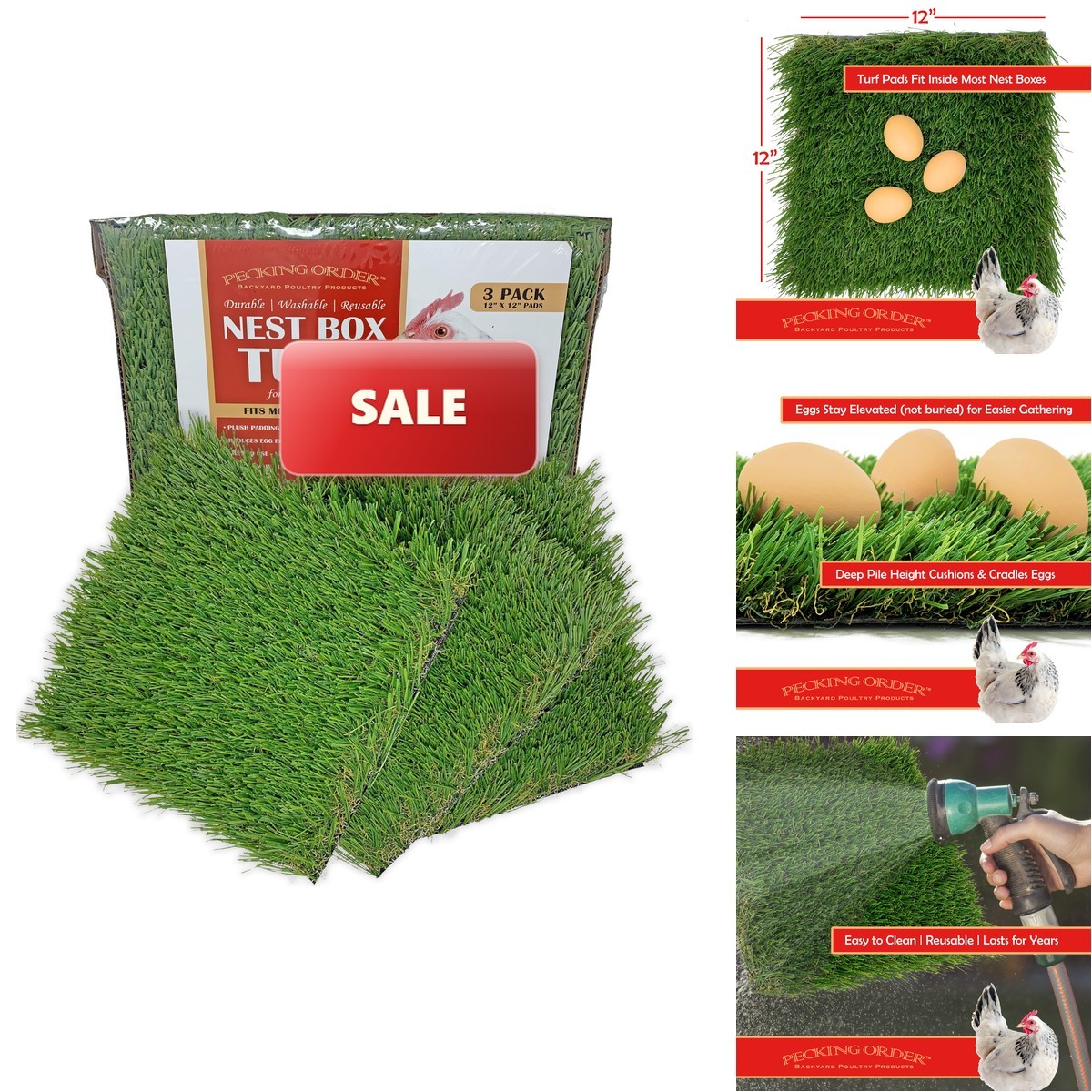 Pecking Order Nest Box Turf - 3 Pack, Green