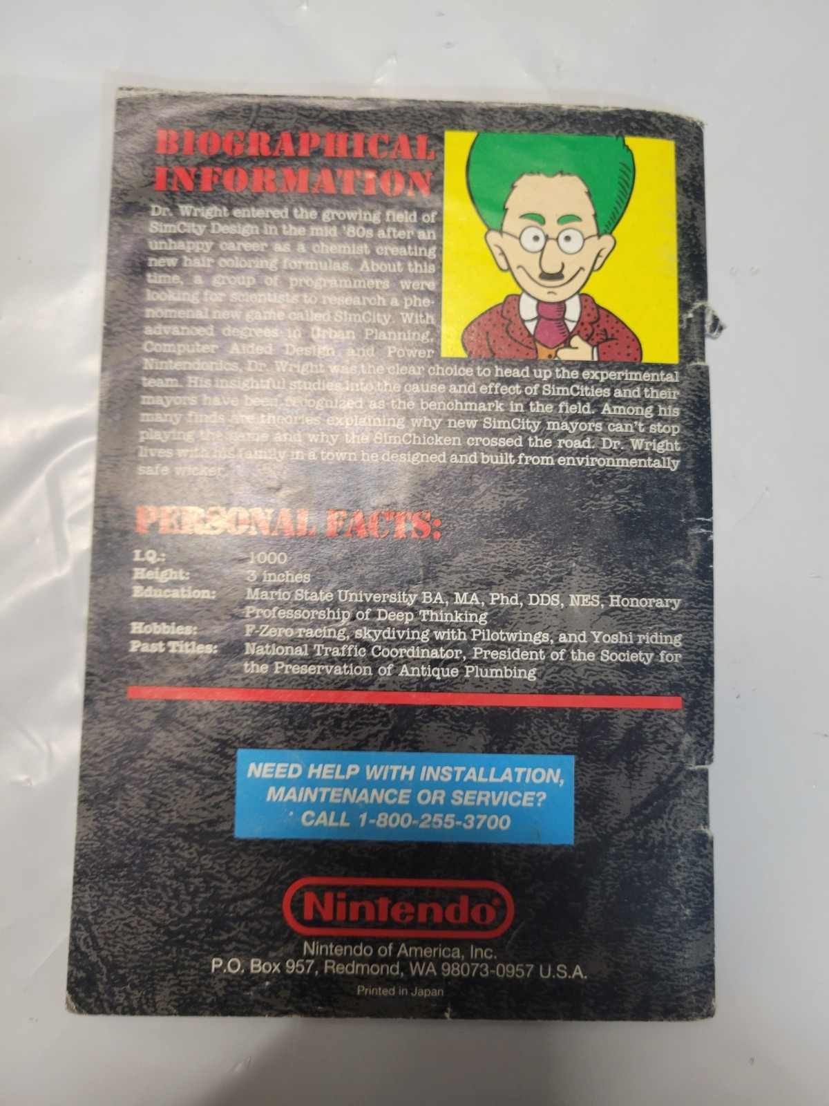 SimCity Nintendo Instruction Booklet