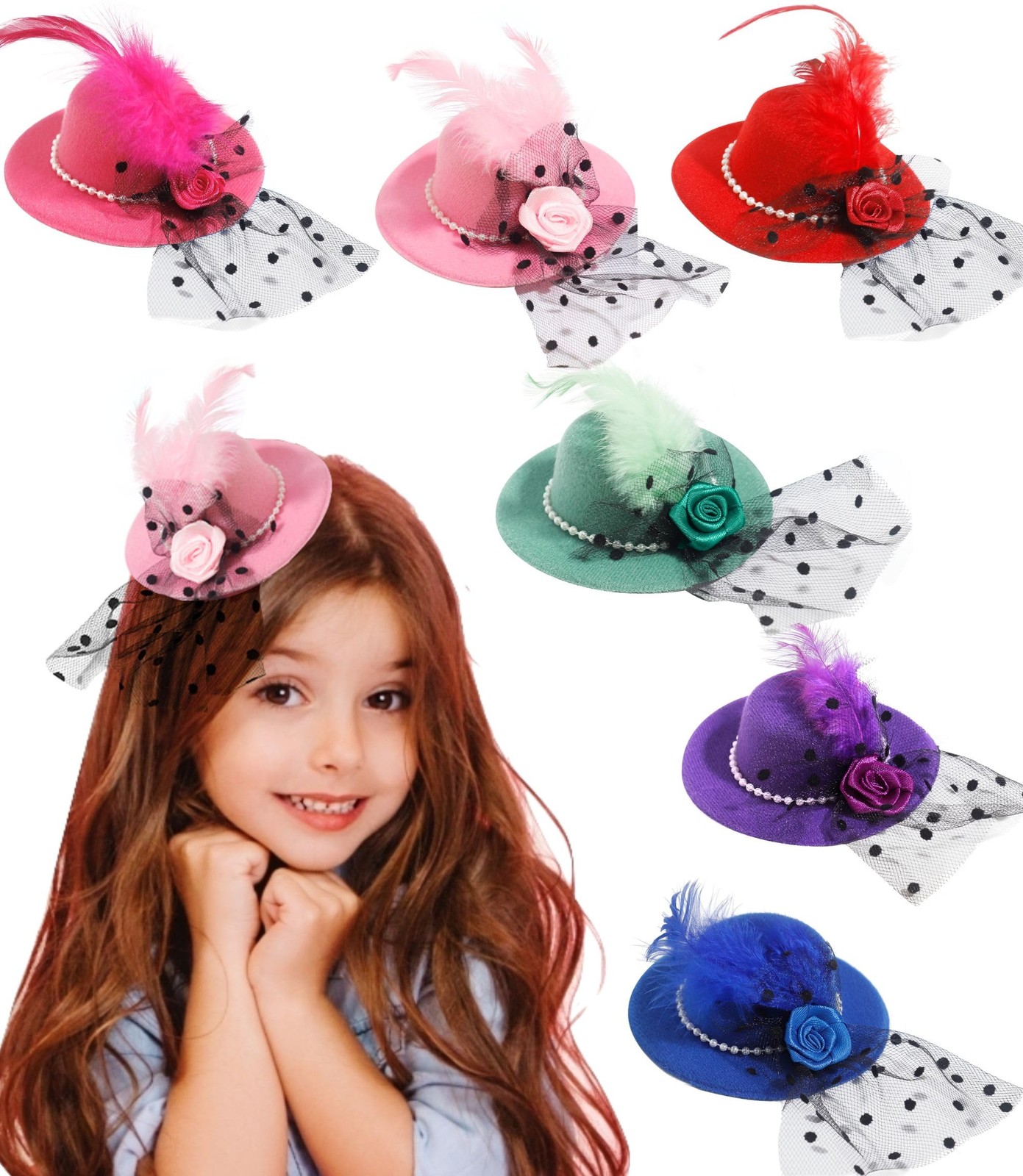 6 Pack 4 Inch Mini Fascinators Hats Women Tea Party Mini Hats for Party Favors