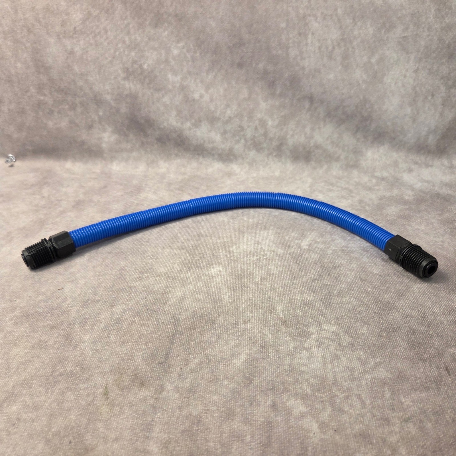 17 Inch Blue Flexible Corrugated Conduit Hose with Black Threaded Male Fittings
