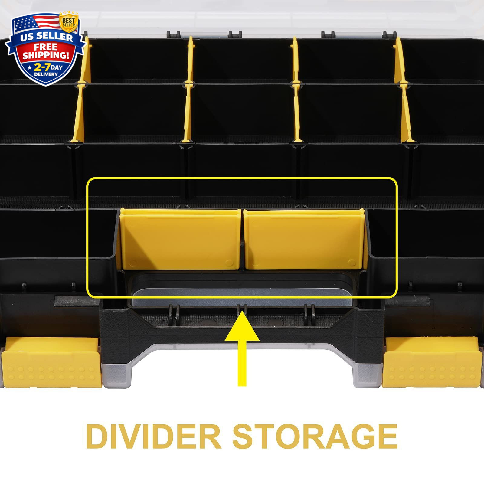 Double Side Tools Organizer, Customizable Removable Plastic Dividers, Hardware..
