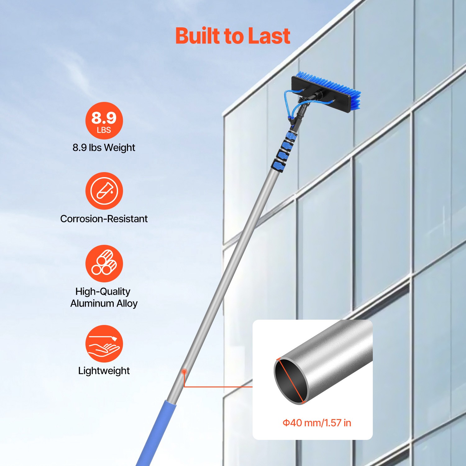 Water Fed Pole Kit, 30FT Solar Panel Cleaning Pole with Extendable Handle