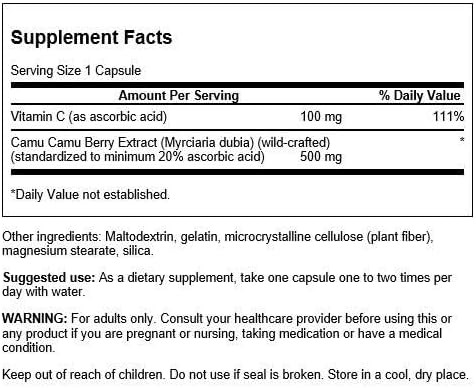 Swanson Wildcrafted Camu Berries 500 Milligrams 60 Capsules