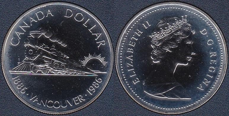 Canada - 1 Dollar 1986 UNC 100 years of the city of Vancouver silver Lemberg-Zp