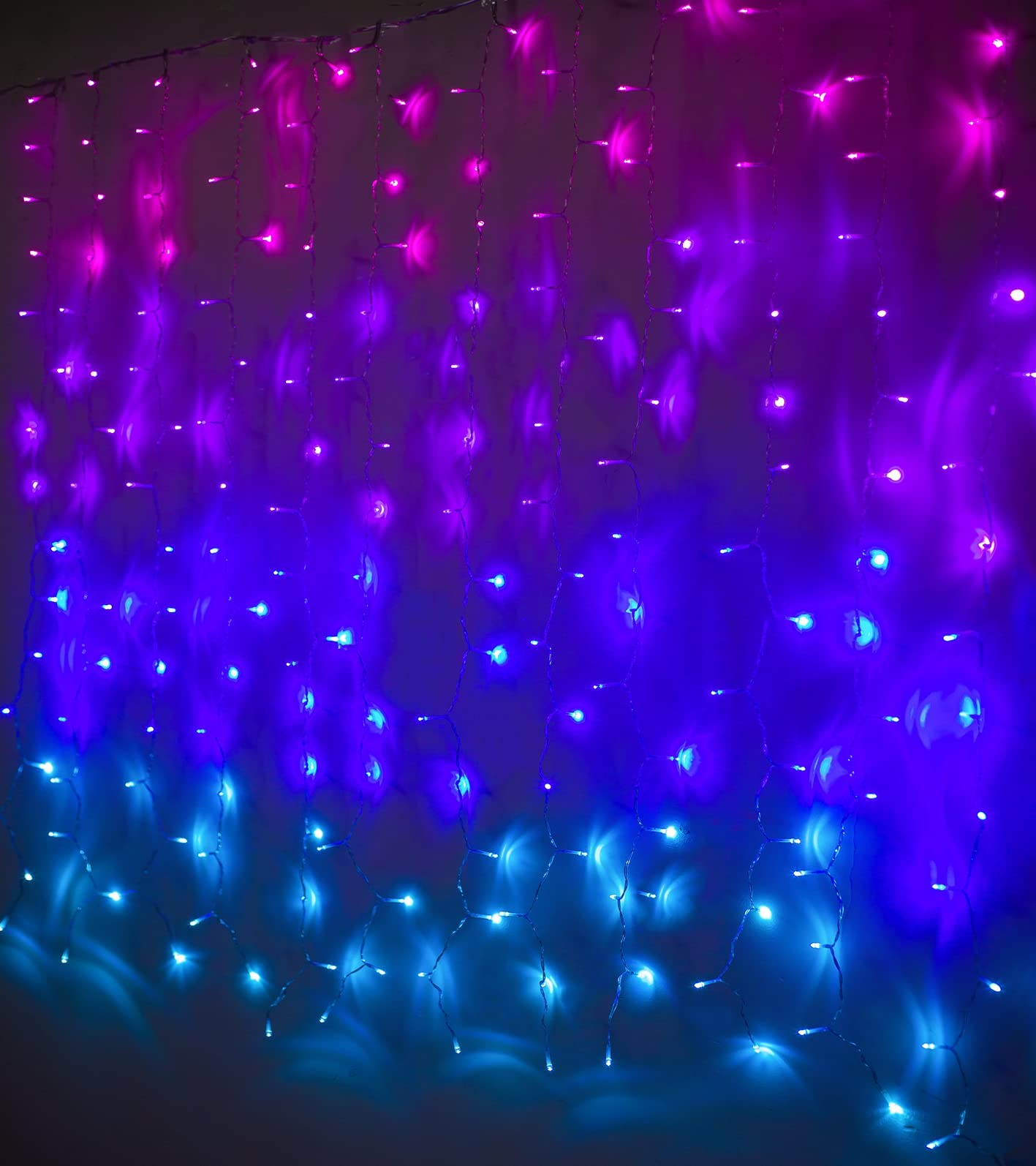 Best Pink Purple & Blue Ombre LED Curtain Lights with Remote Rainbow Waterfall