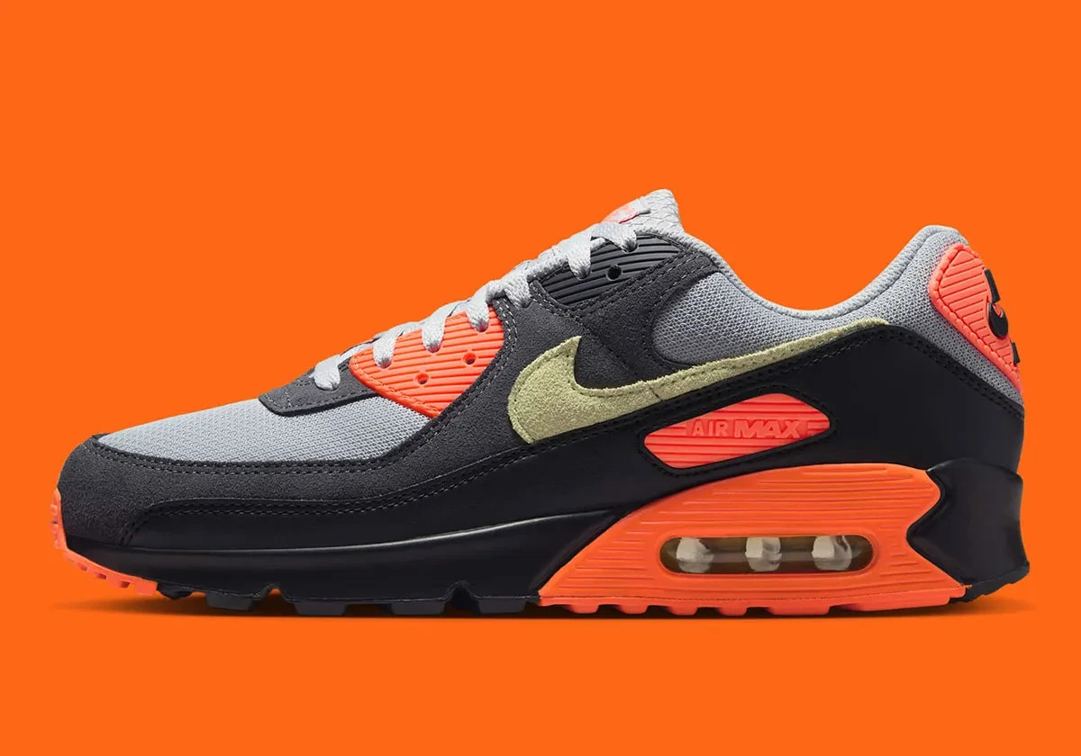Nike Air Max 90 Light Smoke Grey Limelight Hyper Crimson Nby DM0029-018 sz 13