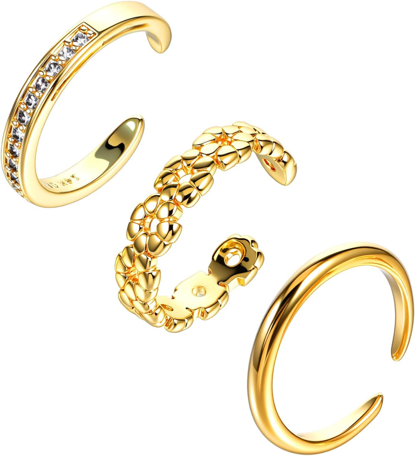Toe Rings for Women, Gold Adjustable Non-Tarnish Open Band Toe Ring, Fashion Min